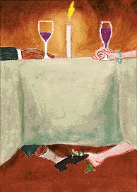 Couple playing footsies