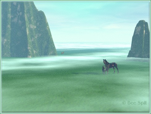 Horses a 3D painting by Janet Boyd aka Bee Spit