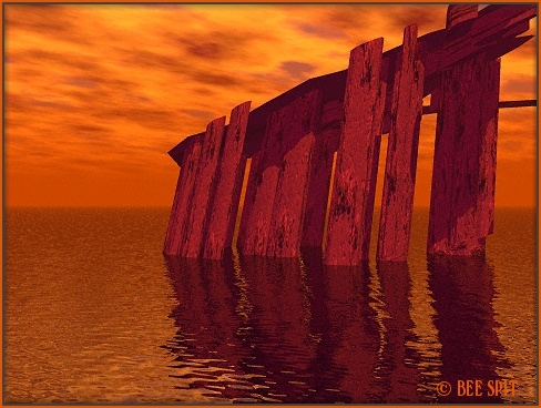 Pier a 3D painting by Janet Boyd  aka Bee Spit